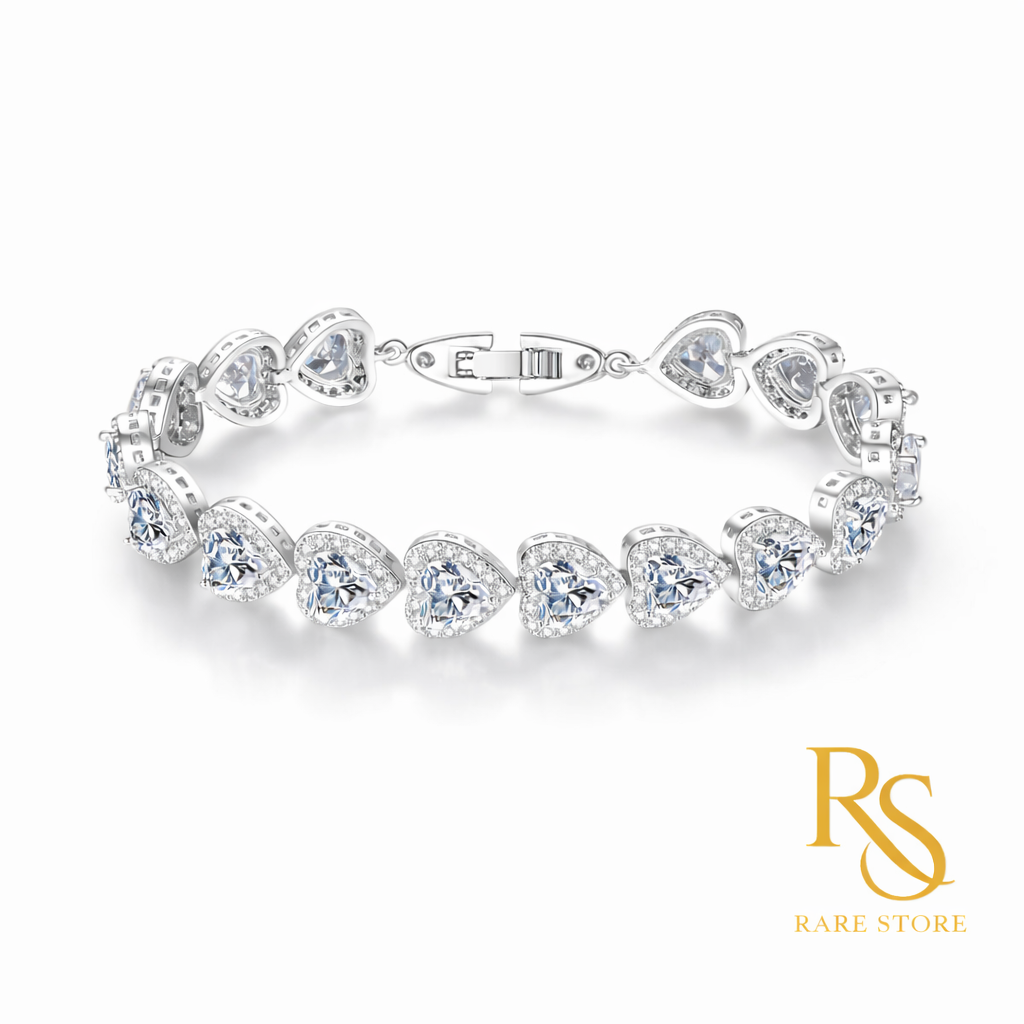 RARE STORE Moissanite Heart Bracelet | 18K Gold Plated