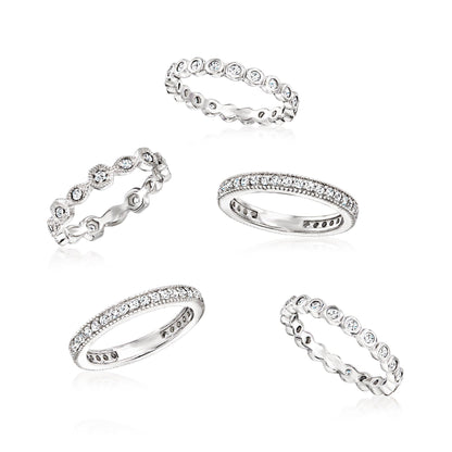 RARE STORE 5-Piece Eternity Ring Set | 925 Sterling Silver & CZ