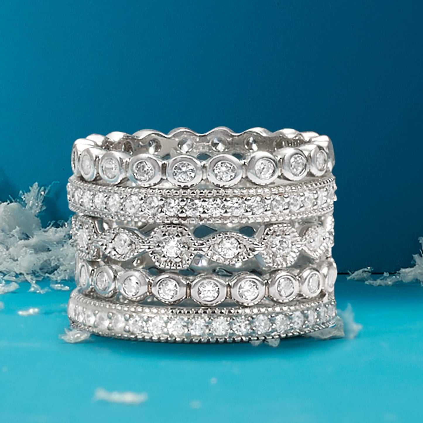 RARE STORE 5-Piece Eternity Ring Set | 925 Sterling Silver & CZ