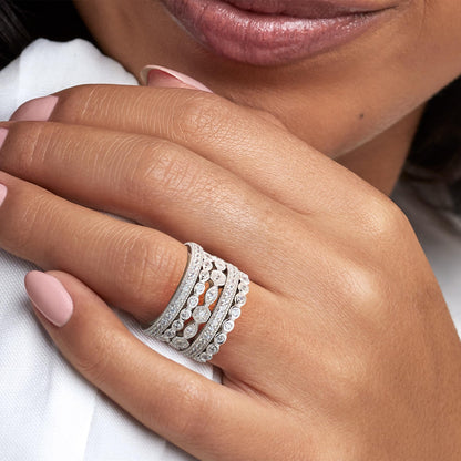 RARE STORE 5-Piece Eternity Ring Set | 925 Sterling Silver & CZ