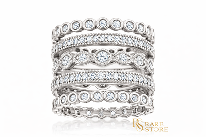 RARE STORE 5-Piece Eternity Ring Set | 925 Sterling Silver & CZ