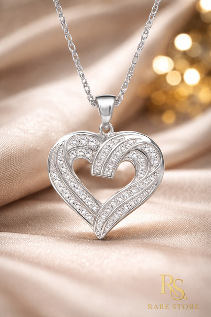 RARE STORE Heart Pendant Necklace | 925 Sterling Silver & 1.00 ct