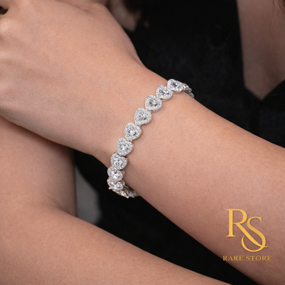 RARE STORE Moissanite Heart Bracelet | 18K Gold Plated