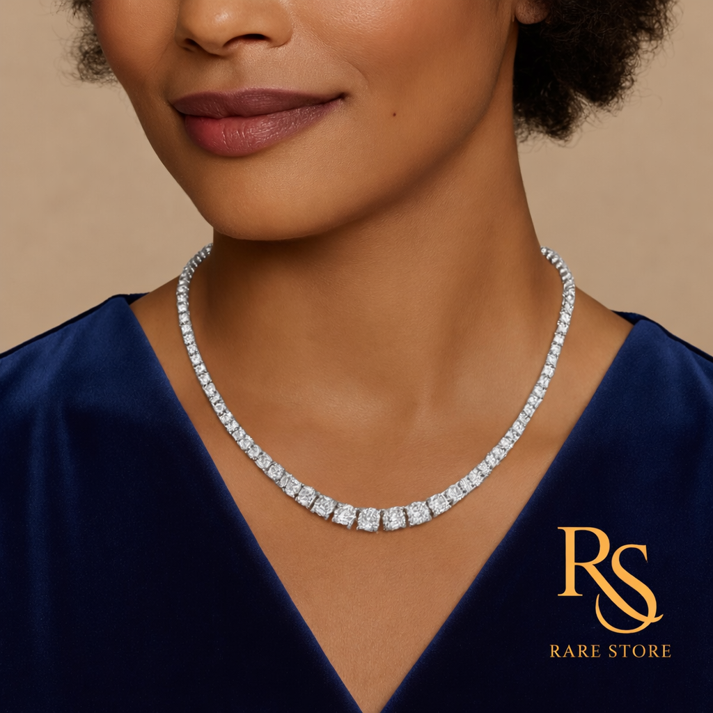 RARE STORE Celeste 20 Carat Lab Diamond Tennis Necklace | 14K White Gold
