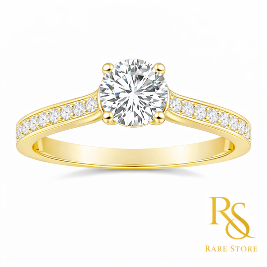 RARE STORE 1 Carat Moissanite Engagement Ring | 14K Yellow Gold