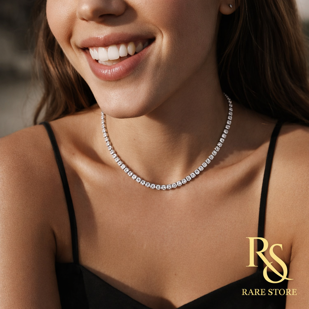 RARE STORE 3MM Moissanite Tennis Necklace | 14K Gold Plated